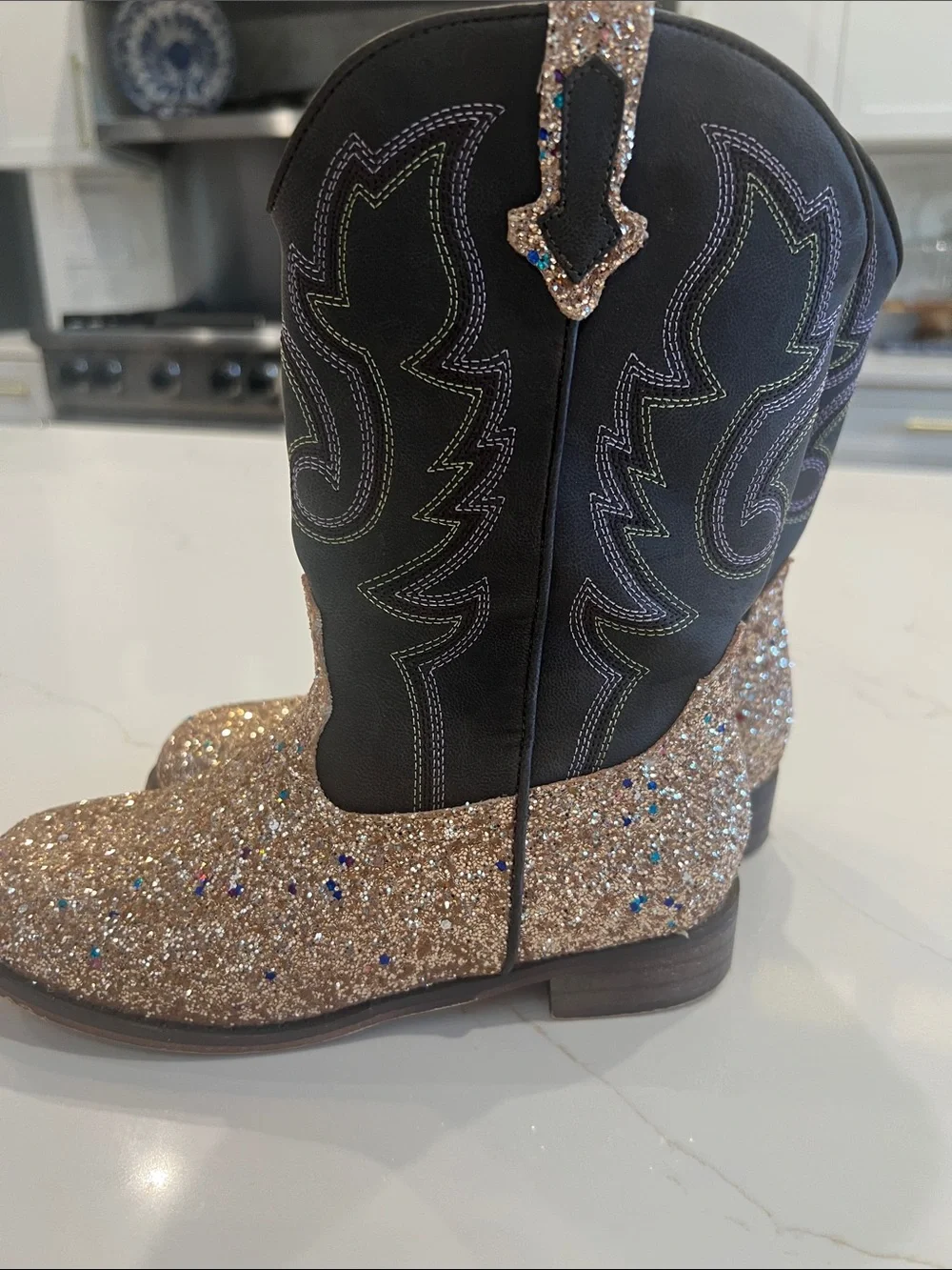 Girls/Youth Size 3 Cowgirl Boots~Rose gold/champagne glitter